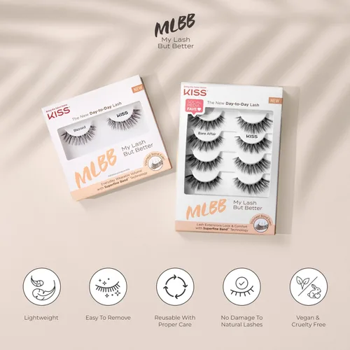 Miniatura 7 de KISS My Lash But Better, Pestañas Postizas, 'Tan Real', 12mm, Incluye 1 Par De Pestañas, Fácil De Aplicar, Racimos De Pestañas Reutilizables