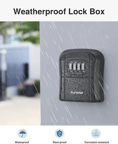 Miniatura 4 de Caja de Seguridad para Llaves Puroma, Caja de Almacenamiento de Llaves con Cerradura de Combinación Montada en Pared para Llaves de Casa, Caja