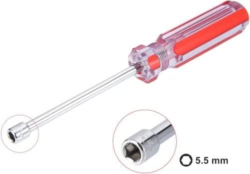 Miniatura 2 de uxcell Mango codificado rojo con llave de tuerca de 0.217 in no magnético con eje de 3,7 pulgadas