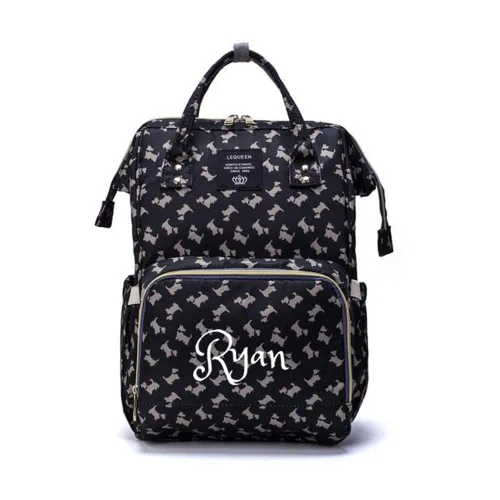 Miniatura 24 de Bolsa de pañales grande personalizada, bolsa de mano, mochila - Monograma personalizado bordado para bebé/bolsa de bebé (negro)