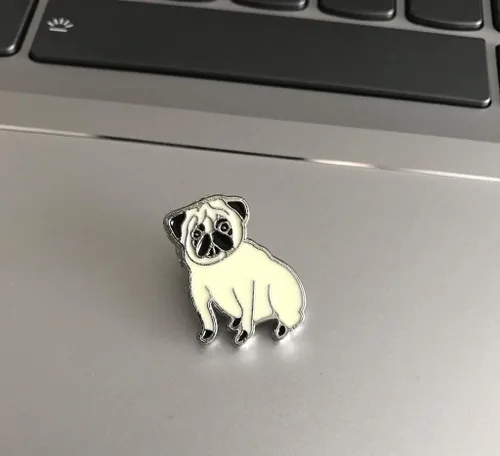 Miniatura 17 de Broche de perro carlino encantador para mascotas, broche de ramillete de metal, placa de identificación para perro, regalo de cumpleaños de Navidad