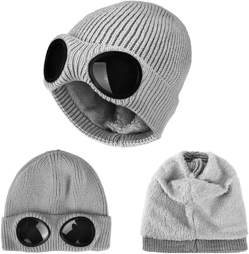 Miniatura 2 de Belsen Gorro de punto unisex con gafas de invierno cálido a prueba de viento