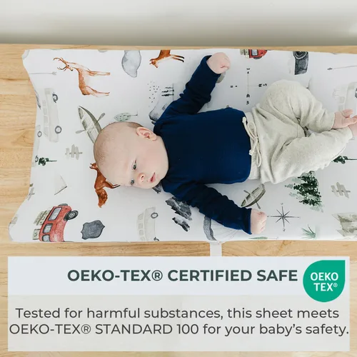 Miniatura 5 de Pobibaby Paquete de 2 fundas para cambiadores para niños, funda de mezcla de algodón de alta calidad, suaves y transpirables, sábanas para toallas