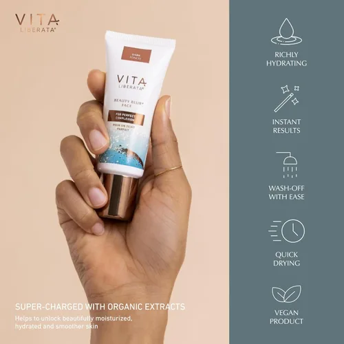 Miniatura 4 de Vita Liberata Beauty Blur Face - Crema BB, acabado hidratante para la piel, brillo radiante y tez impecable, 1.01 onzas líquidas Oscuro