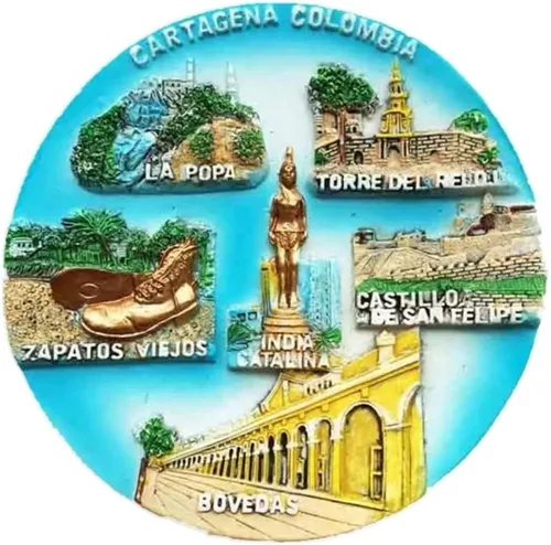 Cartagena Colombia imán para nevera 3D resina hecha a mano artesanía turística ciudad recuerdo colección carta etiqueta para refrigerador