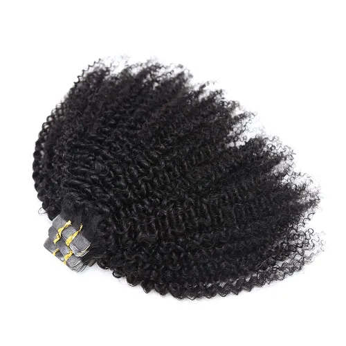 Miniatura 4 de Extensiones de cabello humano afro rizado tipo afro, extensiones de cabello humano Remy mongol, extensiones de cabello humano de trama de piel