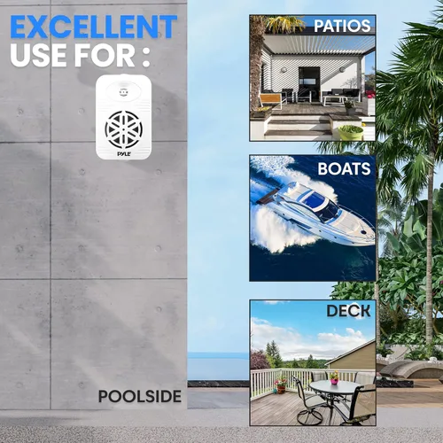 Miniatura 8 de Pyle USA - Par de altavoces para interiores y exteriores, sistema de altavoces de rango completo de 2 vías de 300 W, doble impermeable, 4 pulgadas