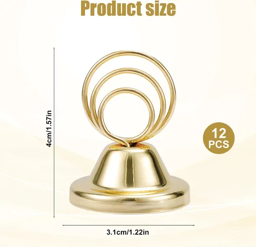 Miniatura 2 de 12 soportes para números de mesa, soporte de alambre con acabado de metal, soporte para fotos, tarjetas de lugar, soporte para fotos, suministros