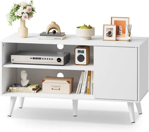 Miniatura 12 de WLIVE Soporte de TV para televisores de 40 pulgadas, pequeño centro de entretenimiento con gabinete de almacenamiento, soportes de TV modernos