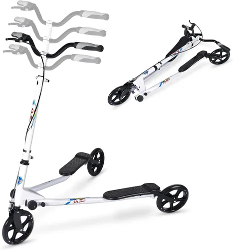 Miniatura 7 de Patinete plegable de 3 ruedas con mango ajustable para niños, niñas, adultos a partir de 8 años Negro