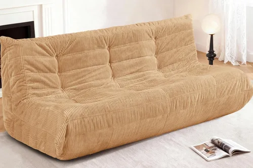 Miniatura 18 de Puf para adultos, silla puf grande, sillón con relleno de espuma viscoelástica para el hogar, apartamento o sala de juegos, gris afelpado Felpa gris