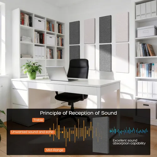 Miniatura 4 de BUBOS 4 PCS paneles acústicos, 23.6''x11.8'' paneles de pared insonorizados de tela, paneles autoadhesivos de absorción de sonido para estudios
