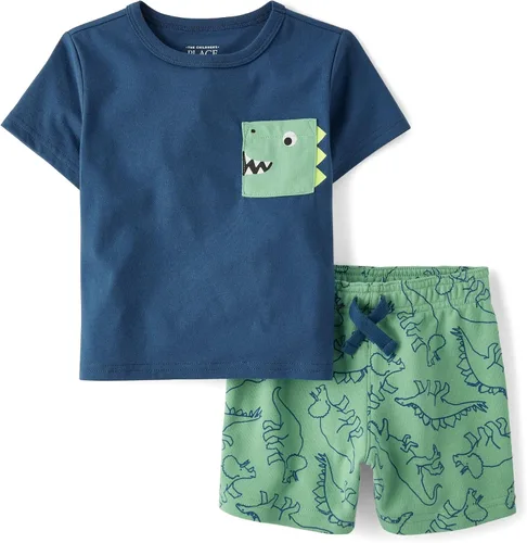 Miniatura 2 de The Children's Place Conjunto de 2 piezas de camiseta y pantalones cortos de manga corta para bebés y niños pequeños