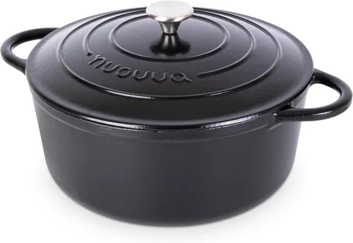 Miniatura 28 de Nuovva Olla Holandesa de Hierro Fundido Esmaltado con Tapa – Cazuela Antiadherente de 6.4 Cuartos – Resistente y Apta para Horno hasta 500°F