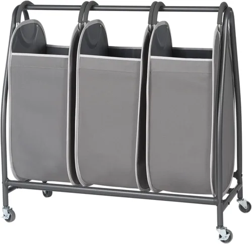 Neatfreak Triple cesta clasificadora de ropa sucia – Carrito de lavandería con ruedas y 3 cestas de ropa sucia extraíbles con tecnología EVERFRESH