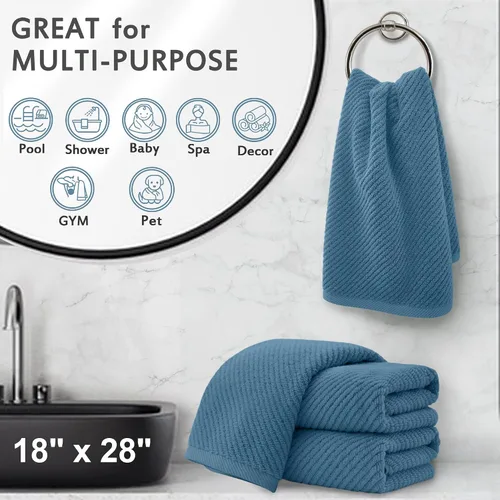 Miniatura 356 de VOOVA & MOVAS Toallas de mano blancas - 100% algodón Ligeras Gruesas Secado rápido Suaves Absorbentes, paquete de 4 piezas grandes de 18