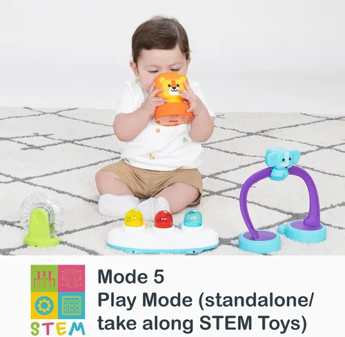 Miniatura 6 de Smart Steps® Explore N’ Play 5 en 1 de asiento de actividad a elevador, Azul Safari Divertido