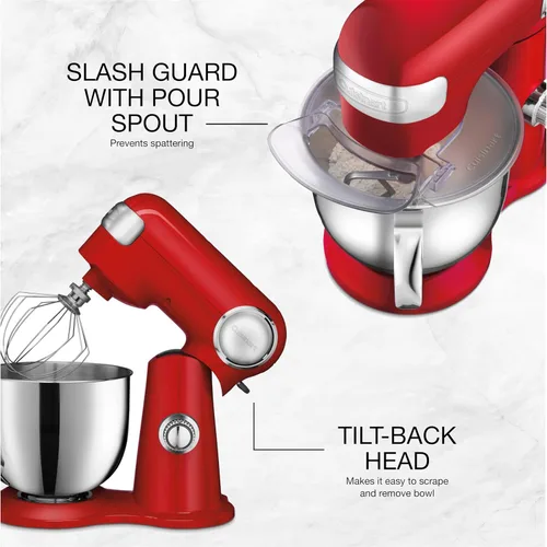 Miniatura 4 de CUISINART SM-50R Precision Master - Batidora de pie de 5,5 cuartos de galón (5,2 L), color rojo