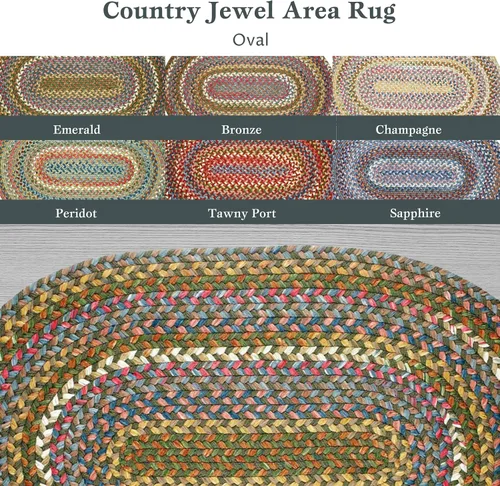 Miniatura 7 de Rhody Rug Country Jewel CJ35 - Alfombra trenzada ovalada de bronce de 2 x 3 pies, decoración del hogar, alfombra de piso o alfombra de dormitorio