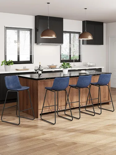 Miniatura 8 de Bar Stools Set of 2, 26 Inches Counter Height Bar Stools with Back, Modern Faux Leather Barstools with Metal Legs and Footrest, Bar Chairs for