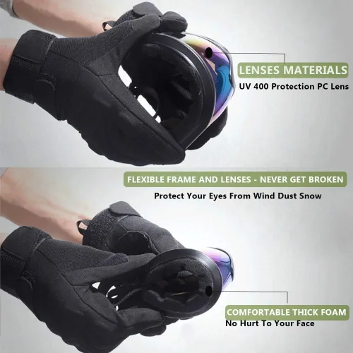 Miniatura 5 de Peicees Paquete de 4 gafas de esquí para mujeres, hombres, niños, deportes de nieve, motocicleta, snowboard