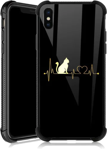 Miniatura 43 de Funda para iPhone Xs Max, diseños de girasol, estrella, cielo, cubierta trasera de cristal templado antiarañazos, esquinas reforzadas, carcasa