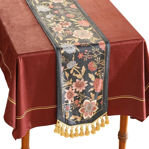 Miniatura 10 de patdrea Camino de mesa de terciopelo francés estilo granja para decoración del hogar, cocina, comedor, fiestas, cenas familiares, boda 12"*63