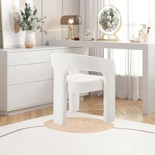 Miniatura 4 de HNY Silla moderna de cocina y comedor de estilo barril, silla de acento tapizada en cuero sintético PU con brazo, silla de lado de 47 cm de ancho