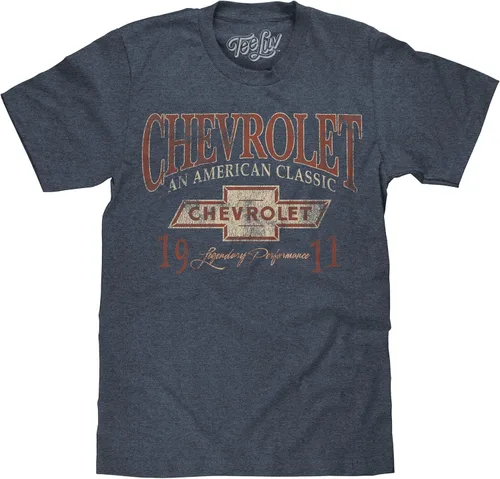 Tee Luv Camiseta para Hombre Chevrolet an American Classic - Camiseta con Logotipo de Coche Chevy 1911 Indigo-black Heather