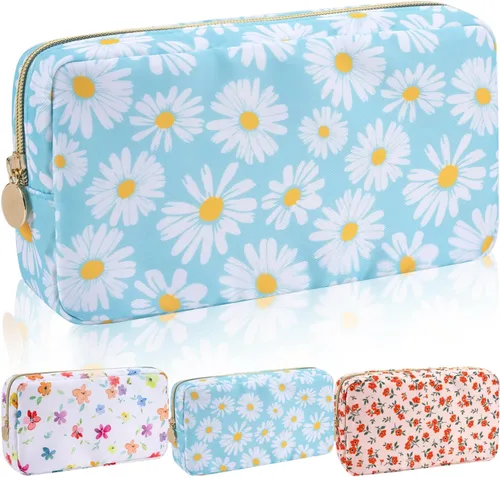 Miniatura 30 de Iqimott Bolsa Grande de Maquillaje de Nylon para Viaje, Bolsa de Cosméticos Preppy Grande Organizadora de Maquillaje de Nylon Bolsa de Artículos