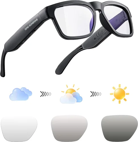 Miniatura 8 de OhO Smart Glasses, gafas de sol polarizadas con altavoz Bluetooth, protección UV atlética/al aire libre y control de voz, unisex (lente gris)
