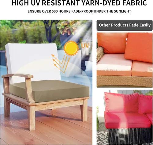 Miniatura 3 de Easy-Going - Paquete de 4 fundas de cojín impermeables para patio, de 24x22x4 pulgadas, fundas de repuesto antideslizantes para asientos al aire