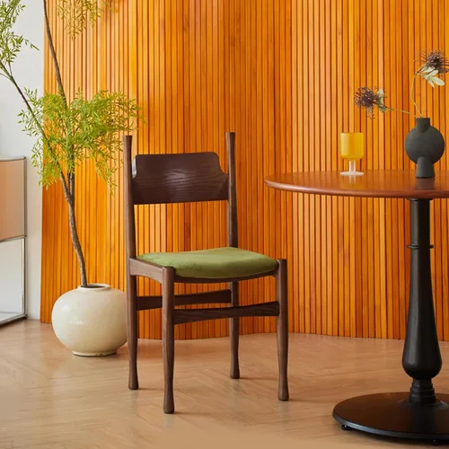 Miniatura 9 de Sillas de comedor, modernas sillas de comedor de madera, silla de cocina tapizada, taburete sin brazos de granja, silla ocasional para cocina, sala