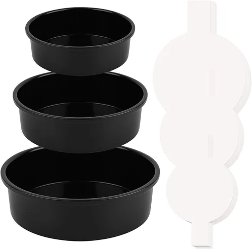 Miniatura 8 de HUAKENER Molde para pasteles de 6 pulgadas, juego de 3 moldes redondos para pasteles con 100 piezas de papel pergamino, moldes antiadherentes