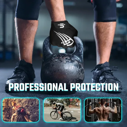 Miniatura 5 de SAWANS Guantes de gimnasio para levantamiento de pesas para hombres y mujeres, transpirables, ligeros, guantes de fitness, antideslizantes