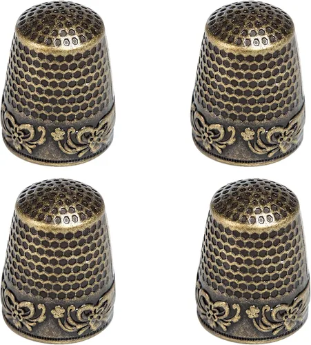 Miniatura 7 de J.CARP 4 dedales de costura, protector de dedo de metal deslumbrante para coser, dedal de costura ajustable, dedal de costura, manualidades