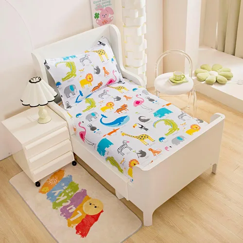 Miniatura 9 de Juego de 2 sábanas bajeras y fundas de almohada suaves para cama con bonitos patrones de cachorros, sábanas estampadas con patrón de perritos para 2