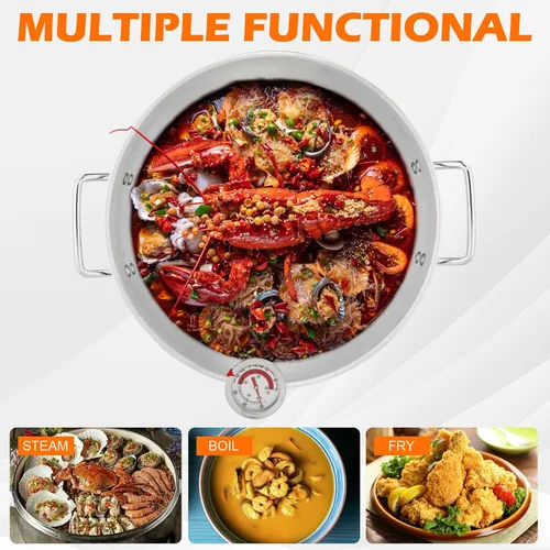 Miniatura 3 de Freidora – Kit de olla de aluminio de 30 cuartos de galón de mariscos y freidora de pavo con termómetro, cesta, propano para cangrejo, langosta