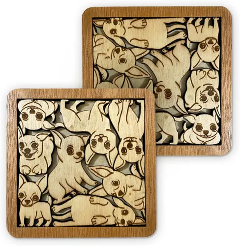 Miniatura 14 de 02 Posavasos de Perro Beagle - Juego de Posavasos de Madera con Rompecabezas de Perro Beagle - Posavasos Entrelazados tipo Rompecabezas con Diseño