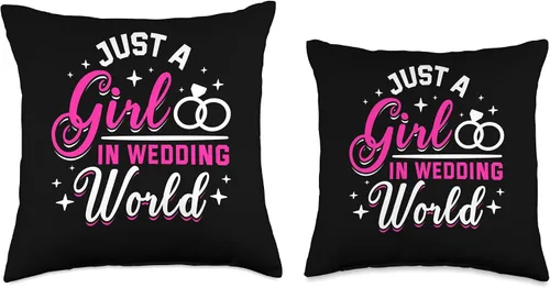 Miniatura 3 de Happily Ever After & Co Just A Girl World Wedding Bride Throw Pillow, 16x16, Multicolor