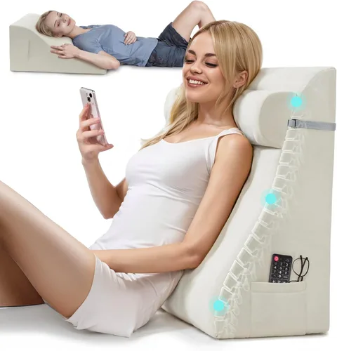 Miniatura 22 de Almohada de lectura de cuña de espuma viscoelástica para cama, almohada ergonómica para adultos con reposacabezas ajustable, almohada de cama