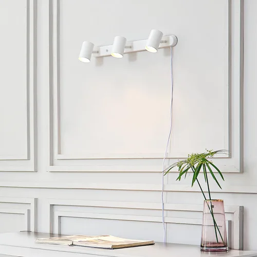 Miniatura 4 de GLOBE Electric 60024 Iluminación de riel de 3 luces con enchufe, cabezales ajustables, acabado blanco mate, 22 pulgadas, base GU10, cable de 15 pies