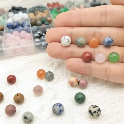 Miniatura 3 de 560 cuentas de piedra natural pulida de 0.315 pulgadas (0.315 in), cuentas sueltas de piedras preciosas de cristal energético, energía curativa