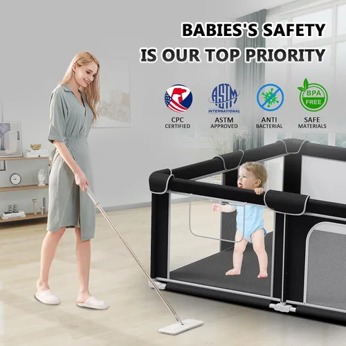 Miniatura 2 de G TALECO GEAR Corralito plegable para bebés y niños pequeños, patio de juegos portátil de 50"x50" con alfombra, corral de juegos plegable para niños