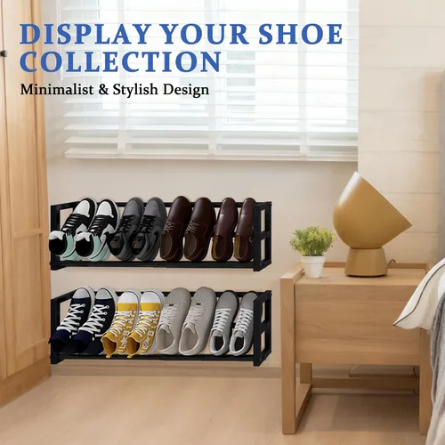 Miniatura 6 de Paquete de 2 zapateros estrechos de pared para espacios pequeños, zapatero colgante con capacidad para 8 pares, almacenamiento de zapatos de pared