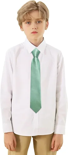 Miniatura 335 de Barry.Wang Corbata de niño regular seda tejida rayas sólido lazo bolsillo cuadrado