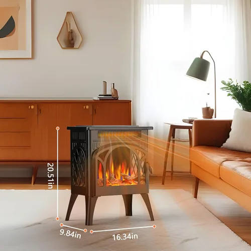 Miniatura 6 de Estufa de Chimenea Eléctrica, Calentamiento Rápido, Calentador de Chimenea Infrarrojo de 1500W con Temporizador de 8H, Control Remoto, Estufa