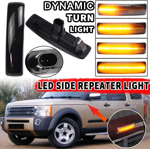 Miniatura 3 de Lámpara de señal de giro LED delantera Fender Side Marker Light para Land Rover Range Rover Sport Discovery 3 4 Freeland 2 (negro)