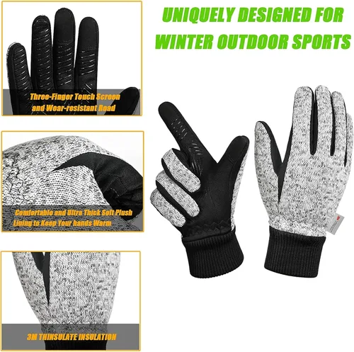 Miniatura 3 de MOREOK Guantes de invierno -10F 3M Thinsulate guantes cálidos guantes de ciclismo para conducirciclismo, correr, senderismo, Negro