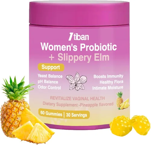 Miniatura 8 de Slippery Elm - Gomitas de humedad probióticas femeninas, equilibrio de pH, flora vaginal, salud del olor con Bacillus coagulans, delicioso sabor a